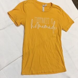 Happiness is Homemade small mustard yellow tee shirt